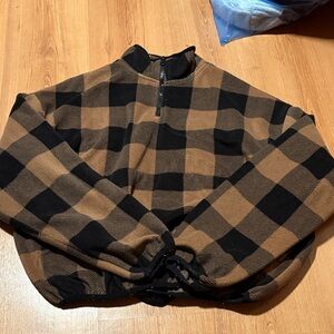 Ardene Brown and Black Check Zip-Up Sweater